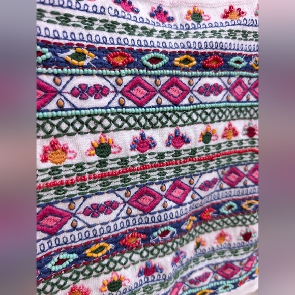 Zara Knit Tribal Beaded Crop Tank Top Boho Festival Summer Women's Size Small - Picture 4 of 7
